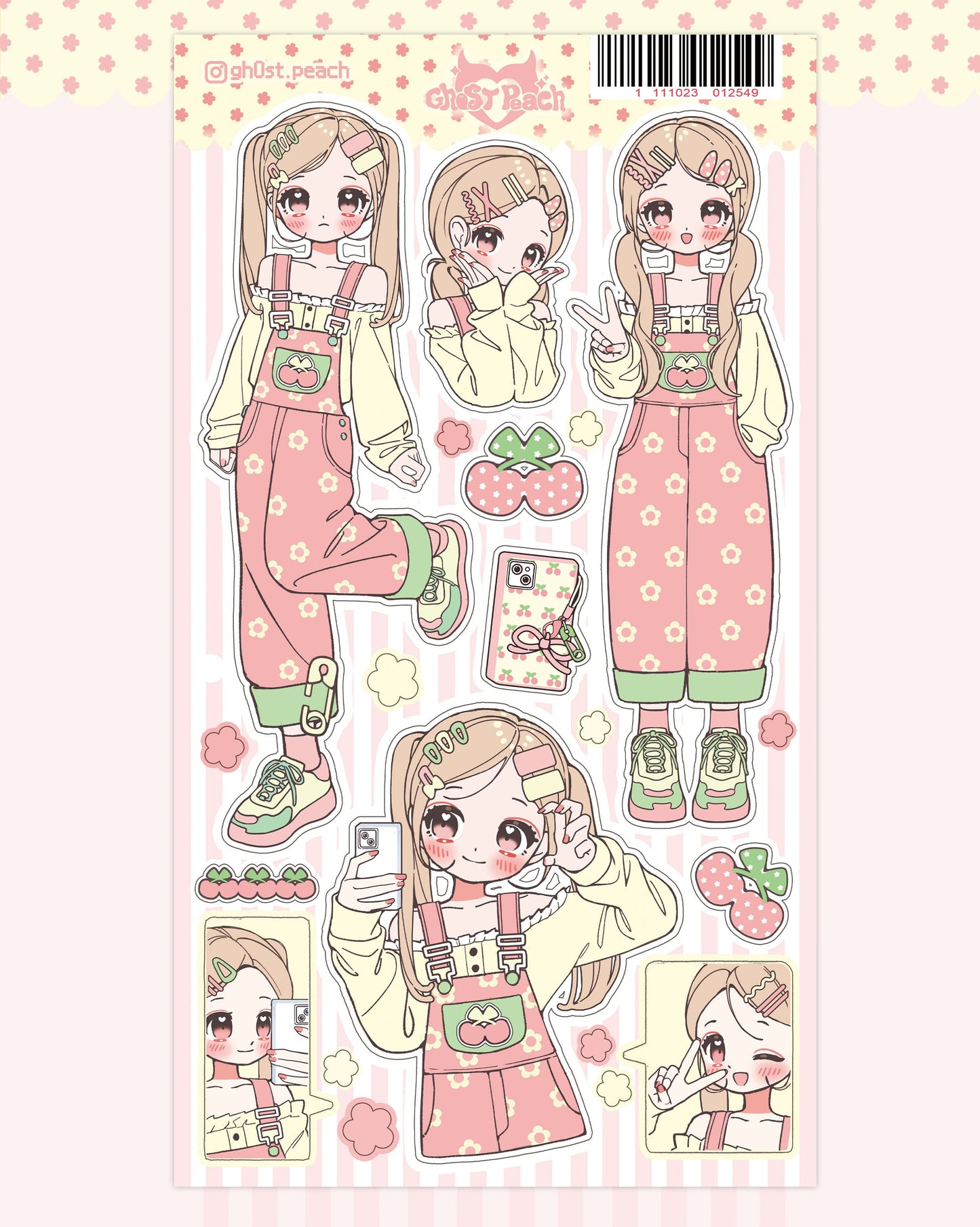 ghost peach - pink blossom girl sticker