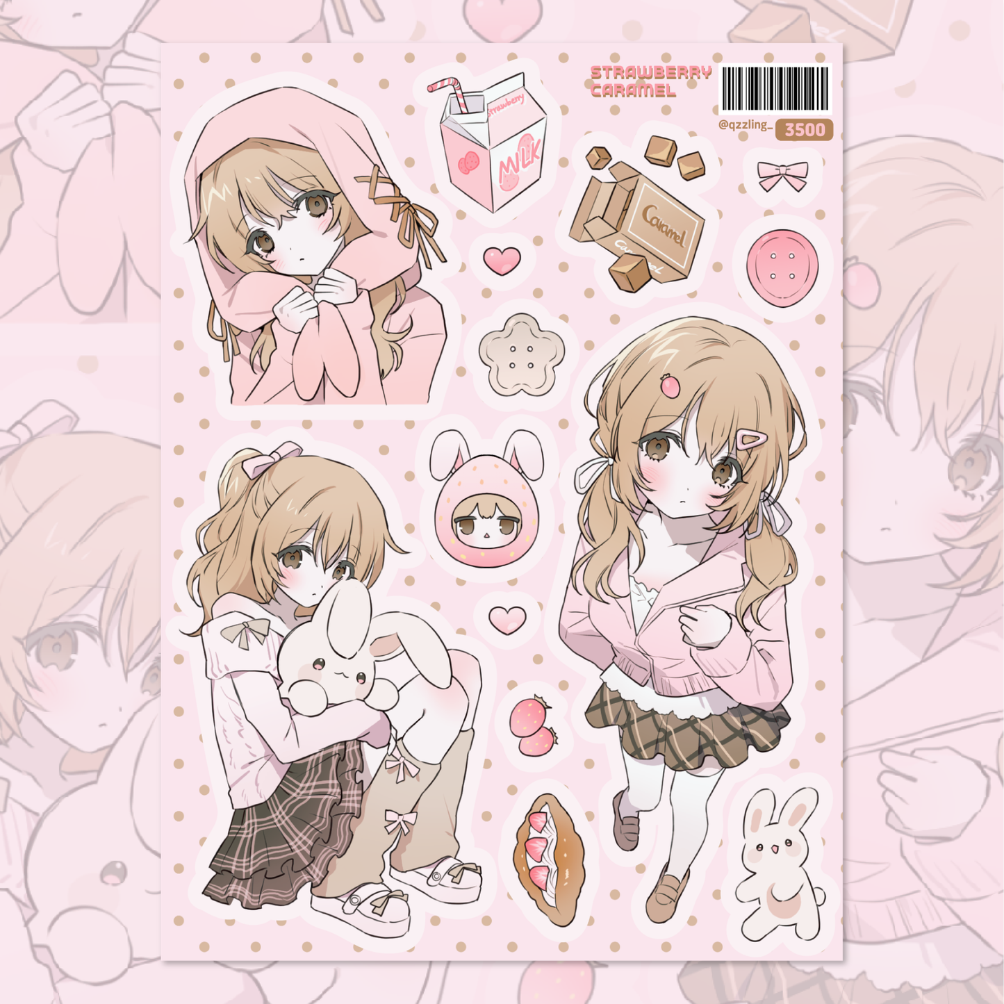 qzzling - strawberry and caramel sticker