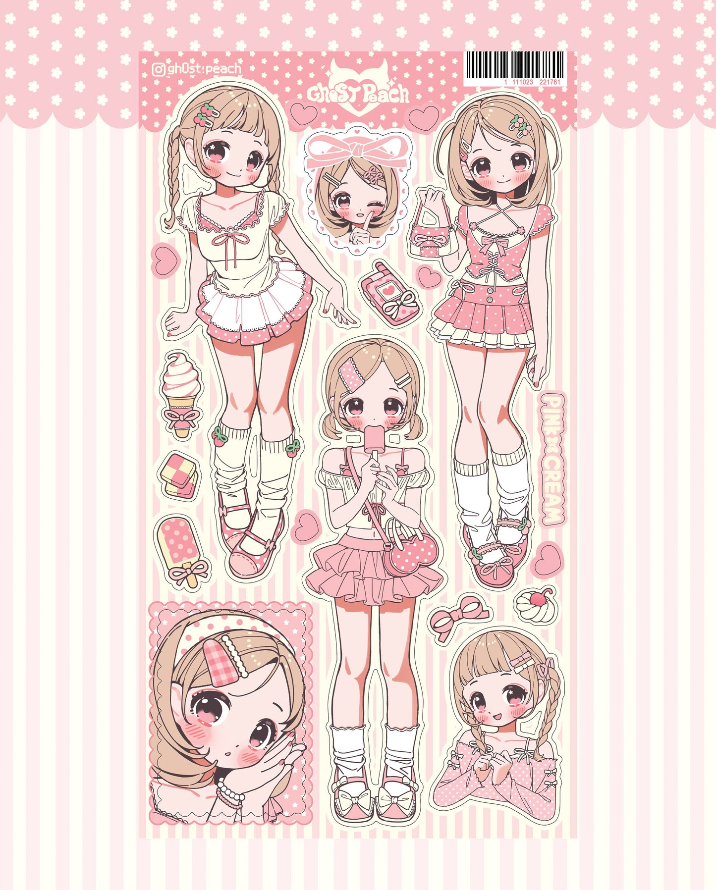 ghost peach - pink cream look book sticker