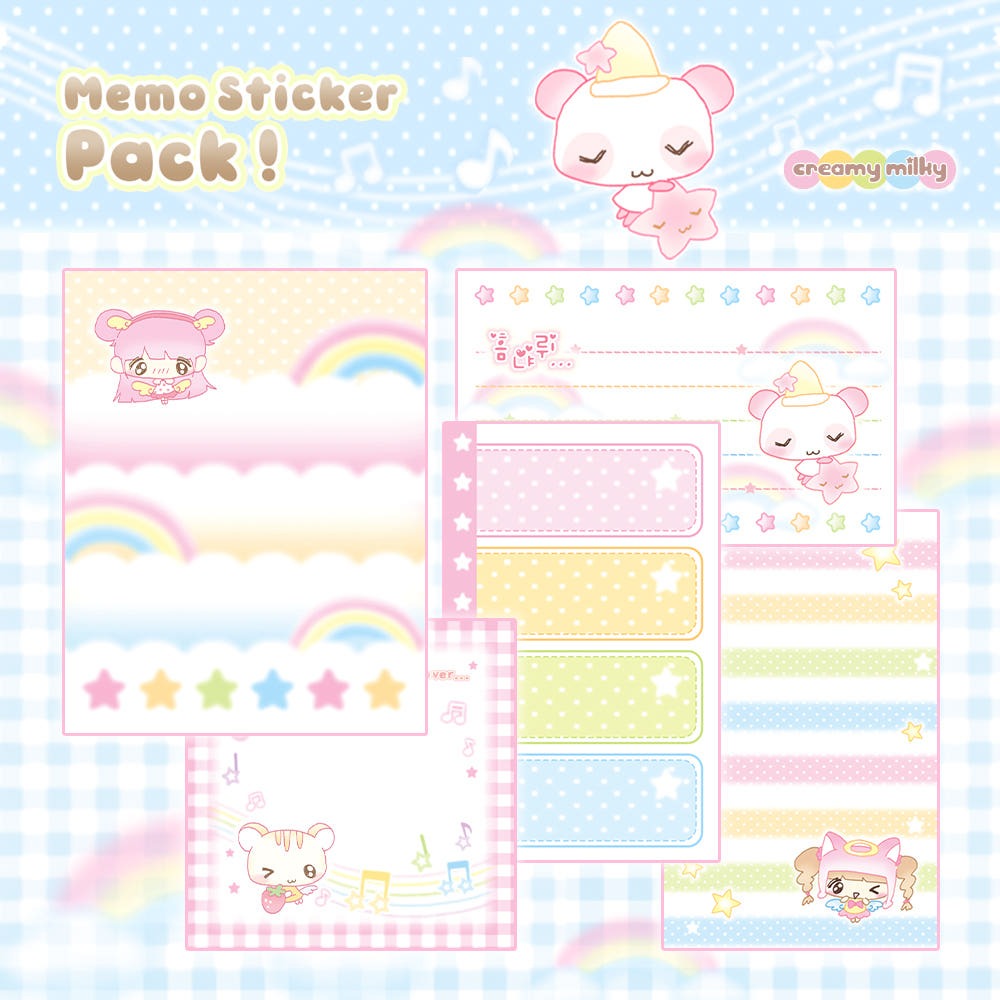 creamy milky - rainbow memo sheet sticker pack