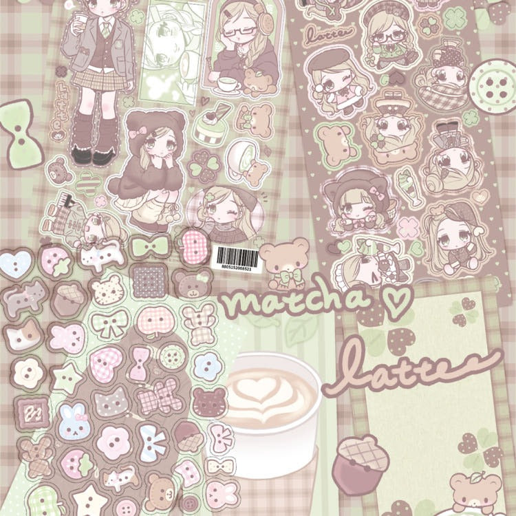 Seolkee Illust - matcha latte sticker pack
