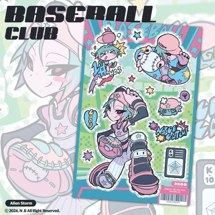 alien storm - baseball club k10 sheet sticker
