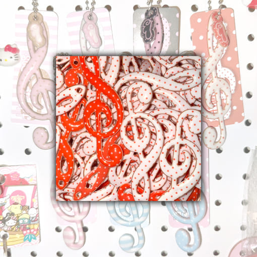 ♡ slow stuff - Red Apple Musical Note Keychain