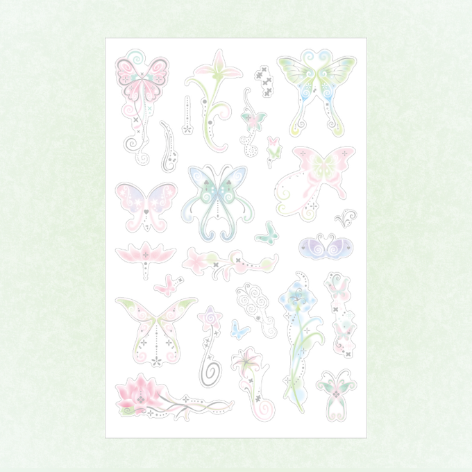 pearly button - butterfly moth sheet sticker