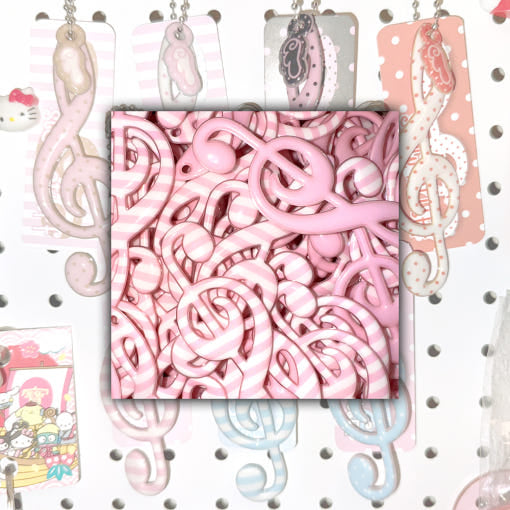 ♡ slow stuff - Pink Stripe Musical Note Keychain