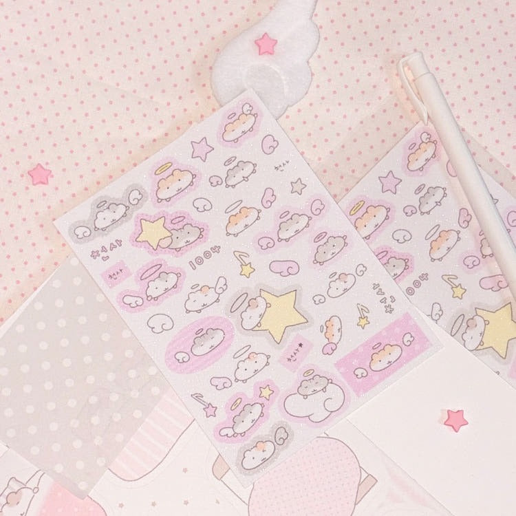 roundoeuf - sparkle angel ham sheet sticker