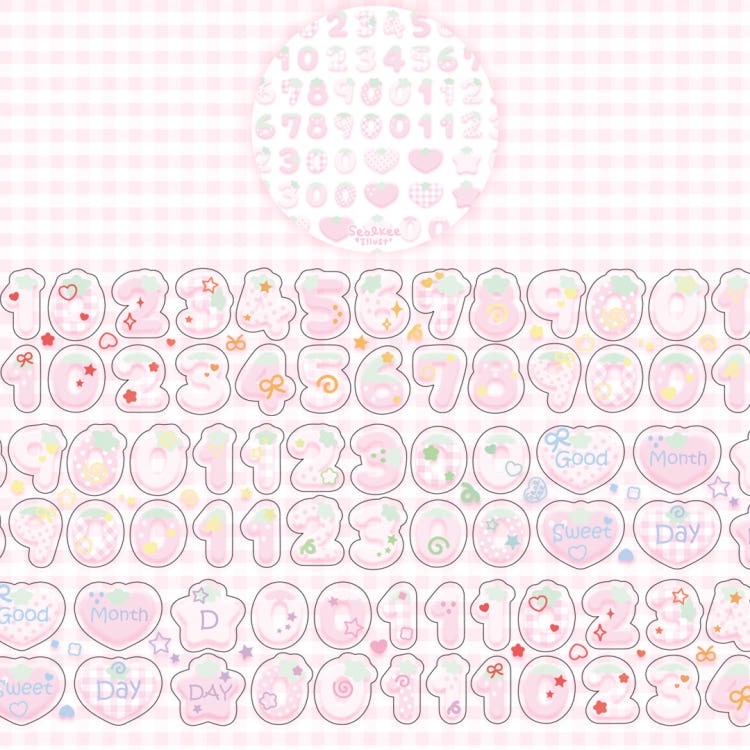 Seolkee Illust - strawberry number 25mm transparent kisscut tape