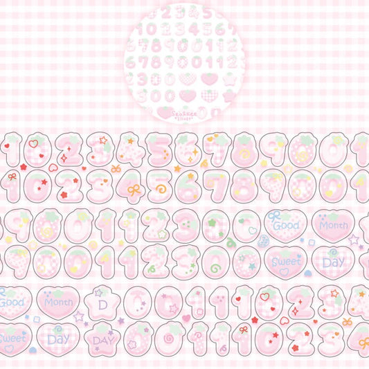 Seolkee Illust - strawberry number 25mm transparent kisscut tape