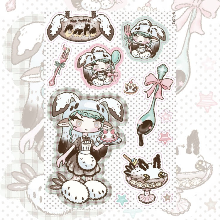 musiden - sea rabbit cafe sticker