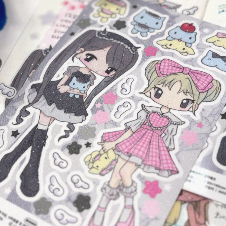 zkzk studio - black ribbon strawberry check sticker