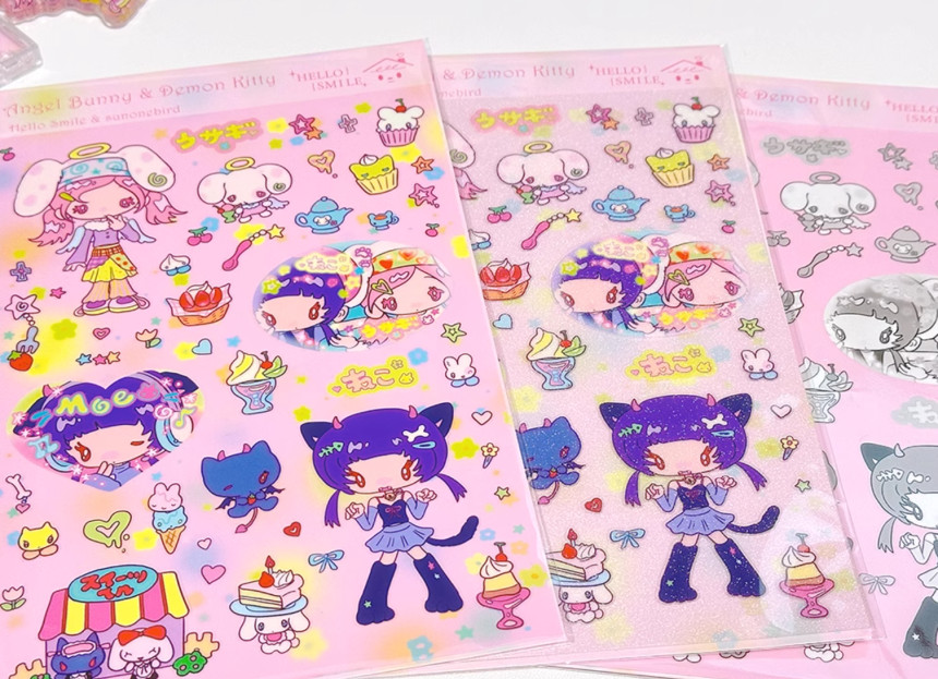 Sunonebird x Hello smile bunnies kitty sticker