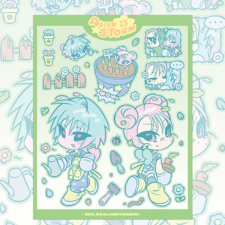 alien storm - gardening sheet sticker