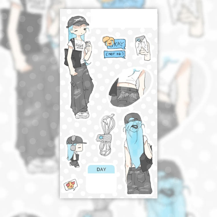 cute pink club - let's music sticker sheet