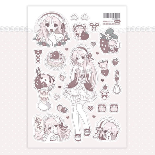 meetsu - strawberry choco bear sticker
