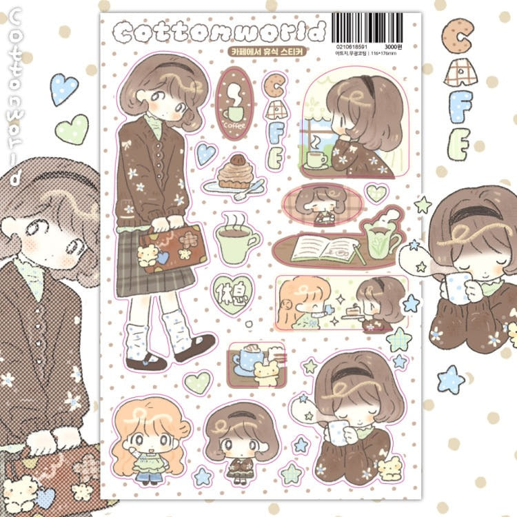 cotton world - cafe sticker