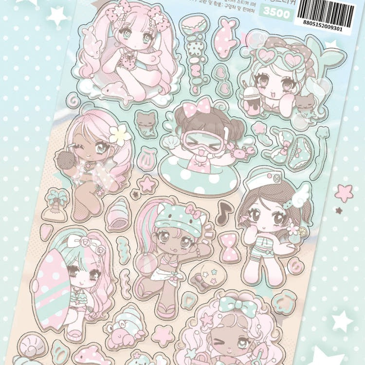 Seolkee Illust - dot bikini girls sticker