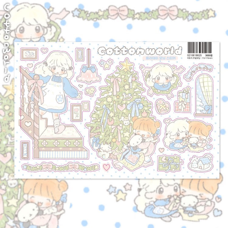 cotton world - holiday morning sticker