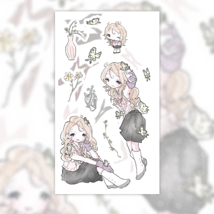 cute pink club - dryflower sticker sheet