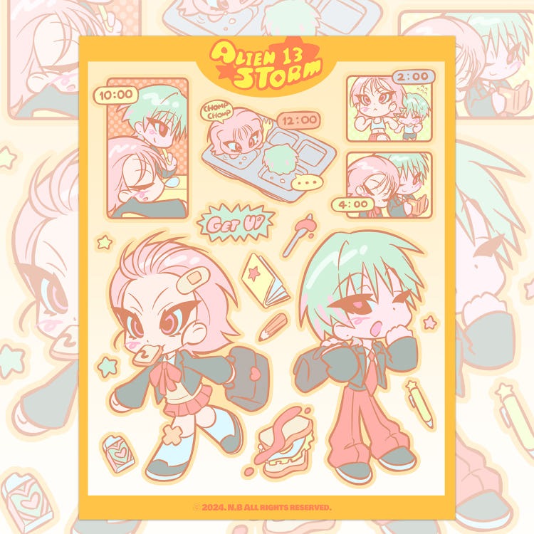 alien storm - highschool sheet sticker