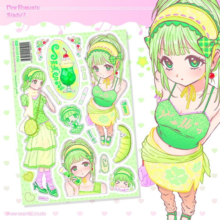 New romantic studio - melon girl sticker sheet