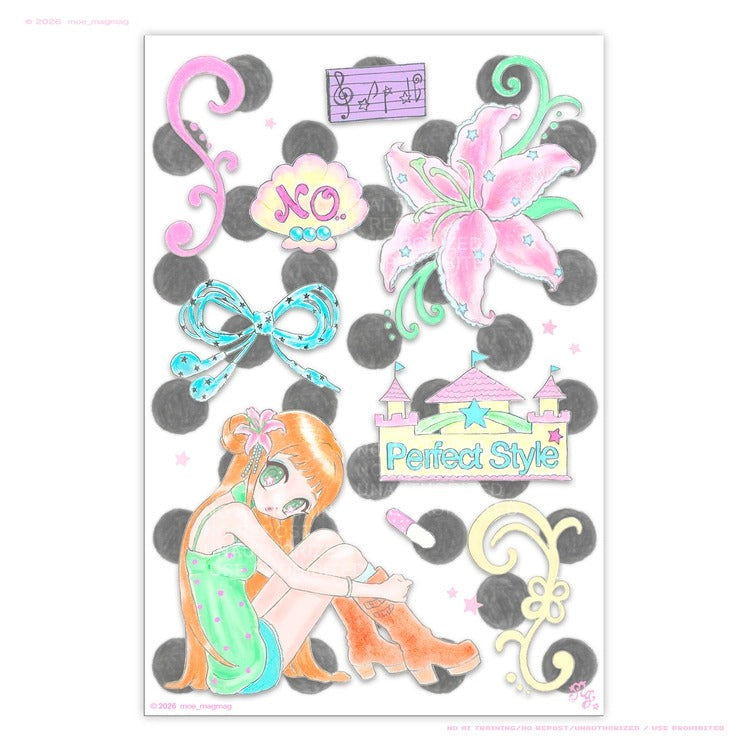 moe magmag - Pink lily girl sticker