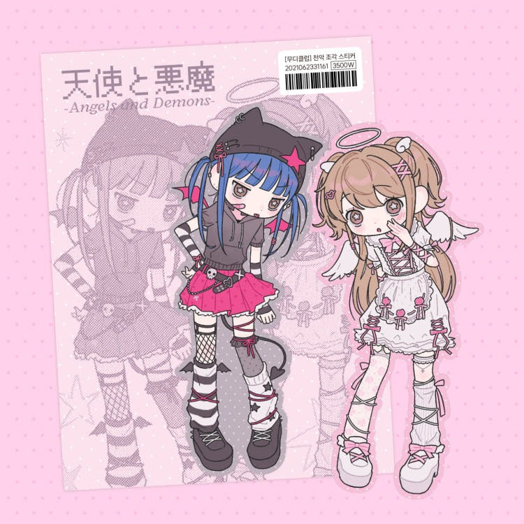 moodyclub - angel devil die cut sticker 1