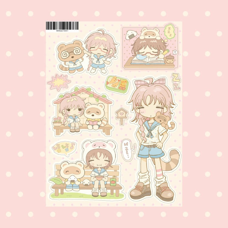 dori - after school raccoon sticker sheet
