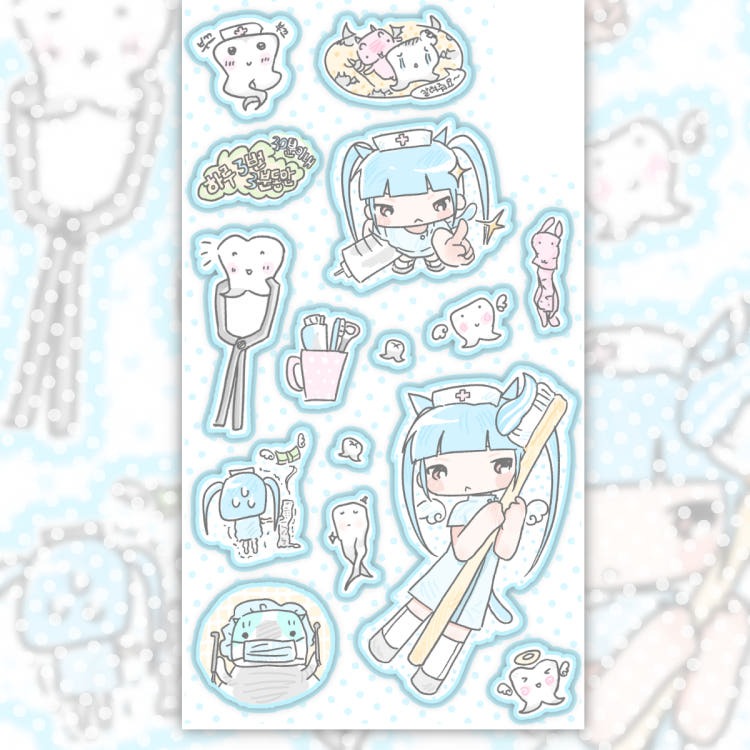 cute pink club - happy toothbrush time sticker sheet
