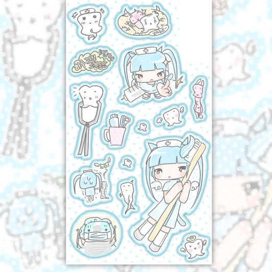 cute pink club - happy toothbrush time sticker sheet