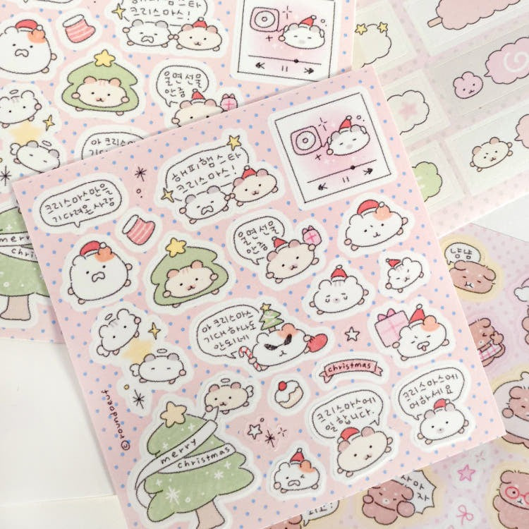 roundoeuf - happy hamstar christmas sheet sticker