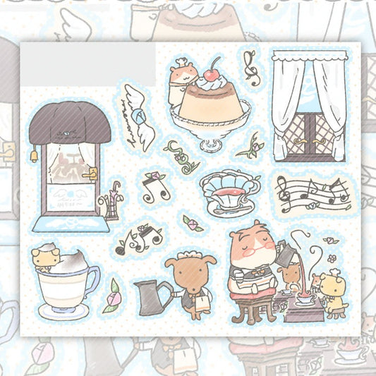 cute pink club - cafe blooming cake sticker sheet
