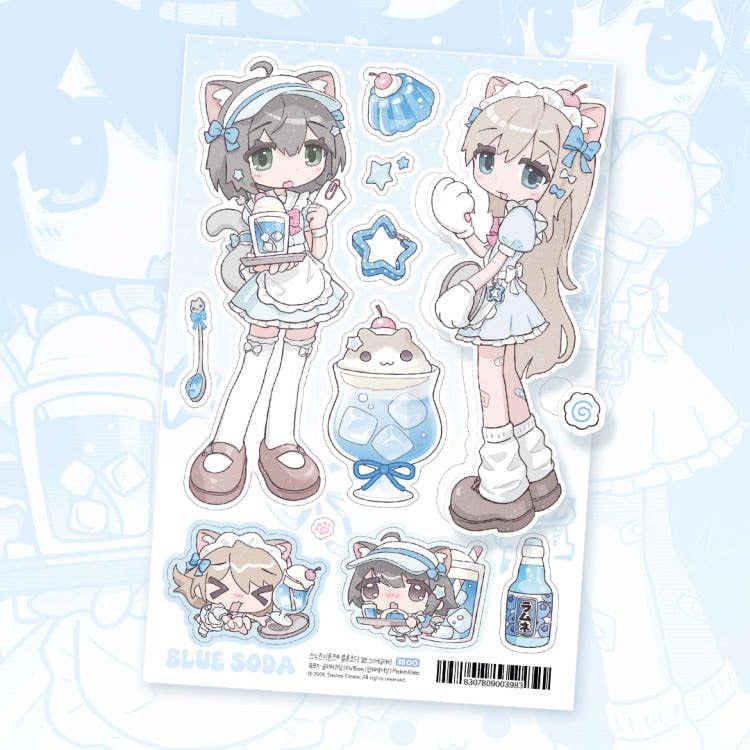 Snooze Kittens - blue soda girls sticker
