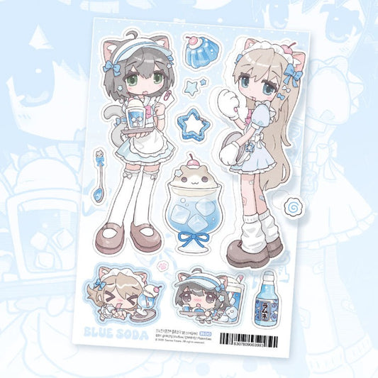 Snooze Kittens - blue soda girls sticker