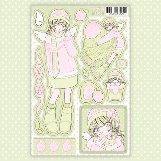 sinekeem  - strawberry matcha sticker