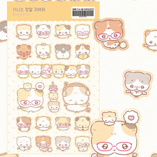 Pompomroom - cute guinea Glitter Sticker