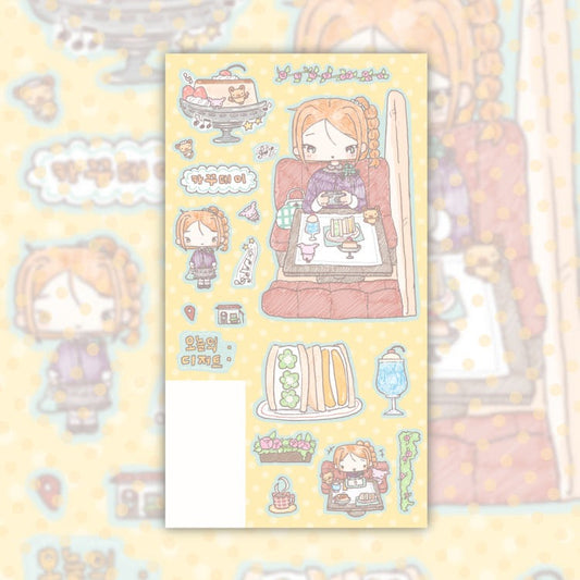 cute pink club - happy cafe sticker sheet