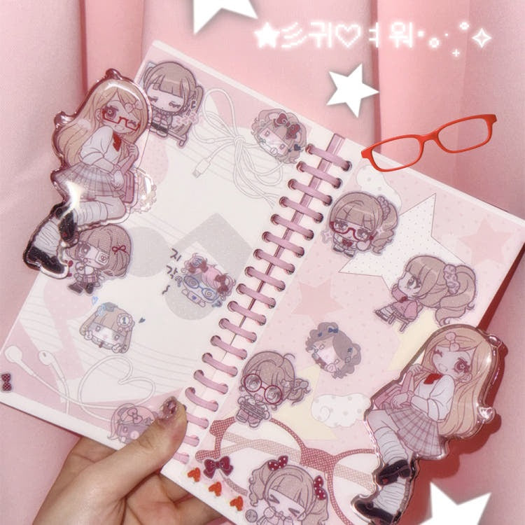 Seolkee Illust - cute mini me pink school sticker