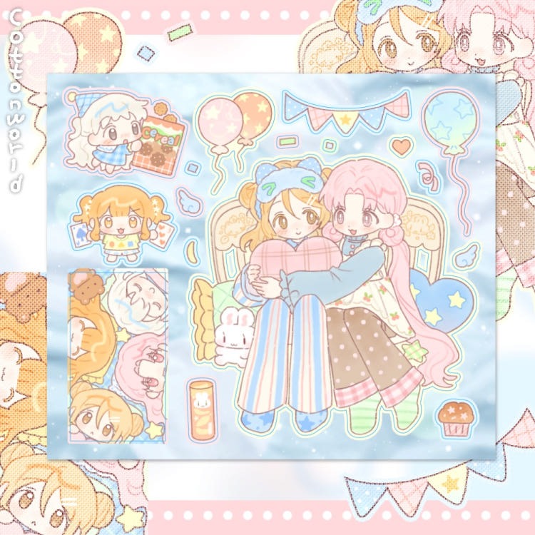 cotton world - girls night sticker