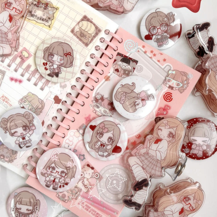 Seolkee Illust - cutie school random pin button 12 types