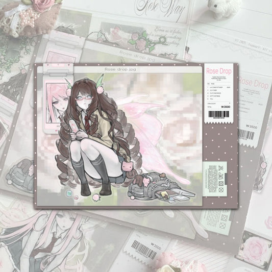 huae - rose drop die cut sticker sheet
