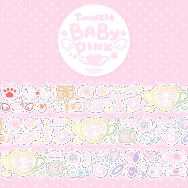 Seolkee Illust - twinkle baby pink 25mm hologram kisscut tape