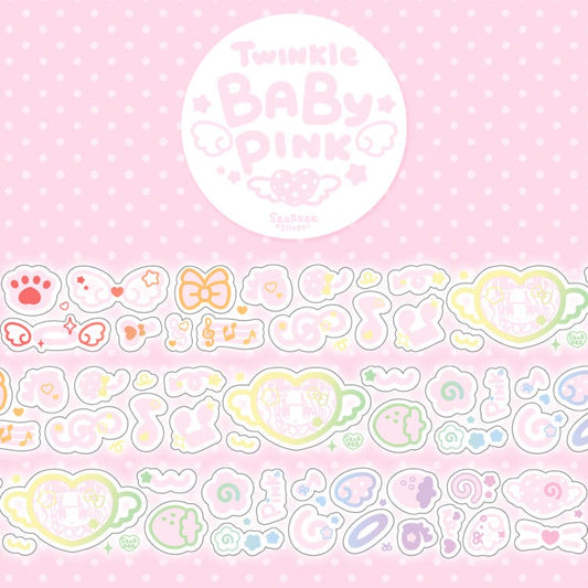Seolkee Illust - twinkle baby pink 25mm hologram kisscut tape