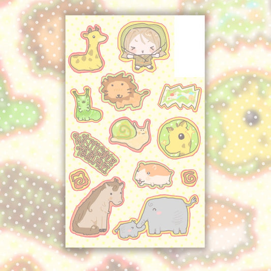 cute pink club - safari sticker sheet