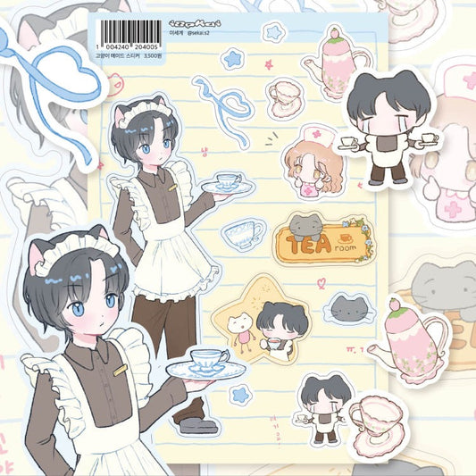 Earth Attack - cat maid Sticker