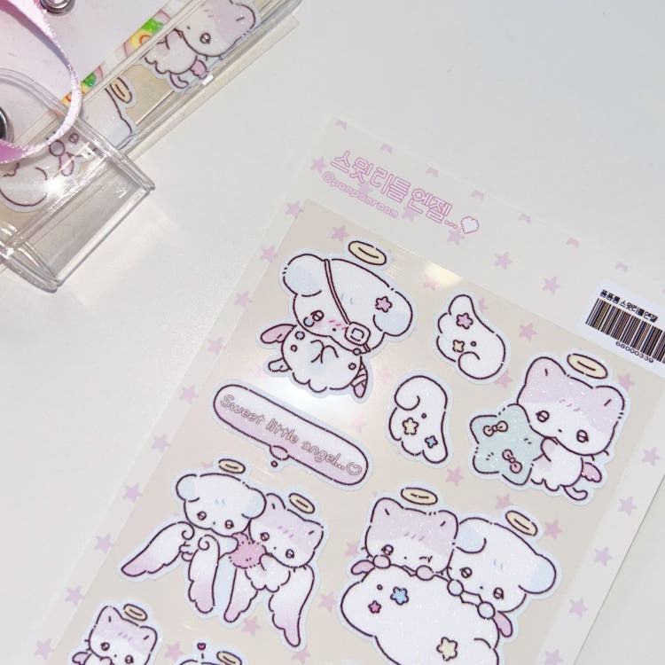 Pompomroom - sweet little angel Glitter Sticker
