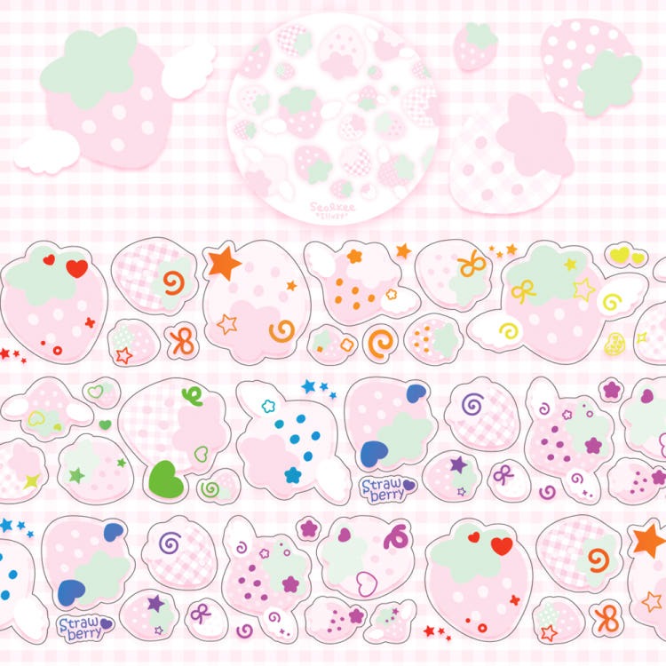 Seolkee Illust - angel strawberry 25mm transparent kisscut tape
