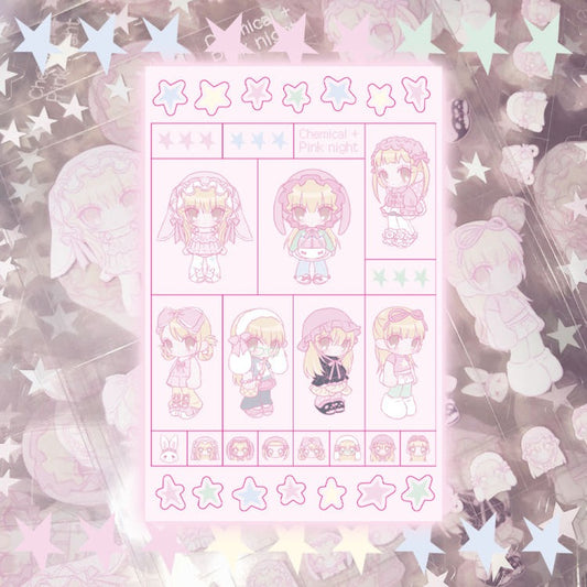 pumpum - pink night mini me sticker