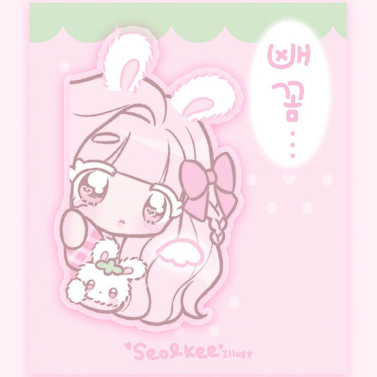 Seolkee Illust - peeking strawberry girl glitter epoxy clip