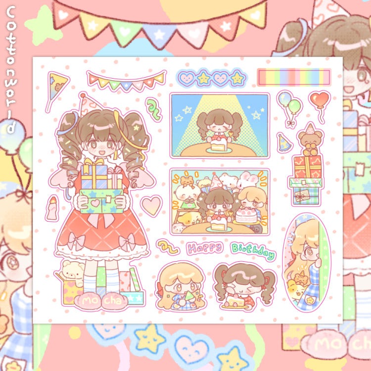 cotton world - birthday sticker