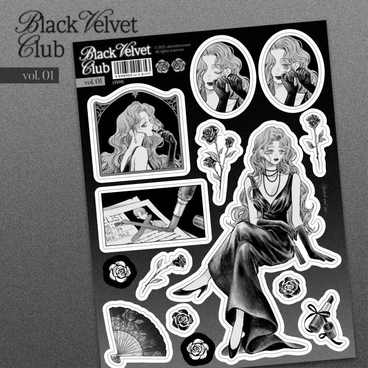 dawnitive.wave - Black Velvet Club Vol. 1 Kiss-Cut Sticker